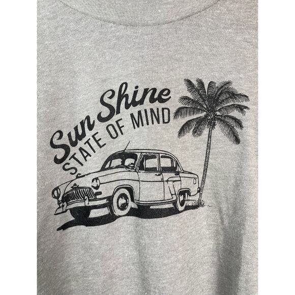 Cropped Top Beige Womens Medium Graphic Tee Sunshine State of Mind T Shirt Gray - Picture 3 of 12